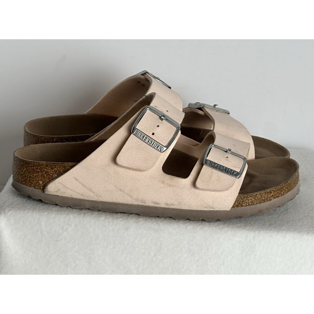 BIRKENSTOCK Womens ARIZONA VEGAN Birko Flor Light Rose Pink Sandals Sz 39 /8.5-9